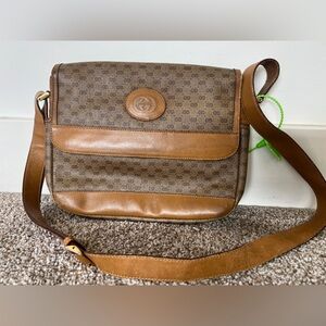 SOLD ✨ Gucci Vintage Micro GG Logo Coated Canvas and Leather Trim Crossbody